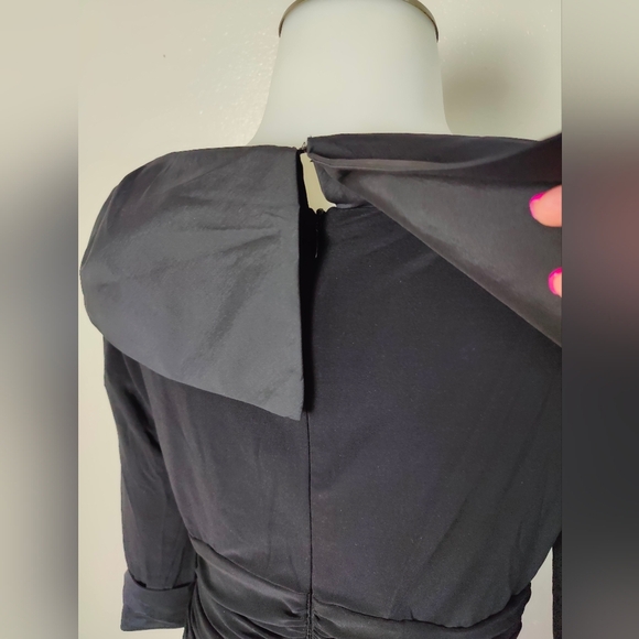 Joseph Ribkoff Black Dress With Collar & Sleeves Rhinestone Size 6 - Picture 12 of 15